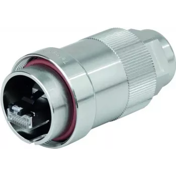 Telegärtner J60026A0000 TOC M12 D-Coded 4-Pole Shielded Field Assembly Connector, Stainless Steel, Screw Terminal, IP68