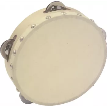 DIMAVERY DTH-704 Tamburinas 18 cm natūralaus medžio su plieninėmis žvangučiais 26053174
