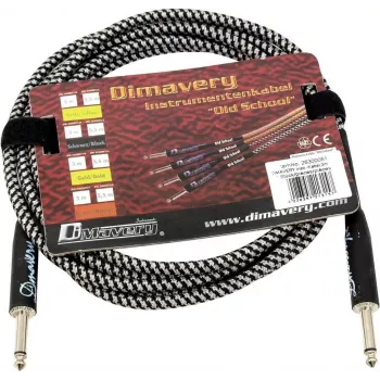 DIMAVERY instrumentinis kabelis 3 m juodas/sidabrinis, nikeliuoti TS jack'ai 26300051
