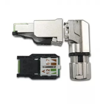 Telegärtner MFP8-4x90 Cat.6A lauko sąlygomis prijungiamas RJ45 kištukas, T568A, ekranuotas, daugiakampis J00026A4004