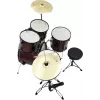Dimavery DS-200 būgnų rinkinys, vyno raudonumo, su bosinio būgno pedalu ir lėkštėmis