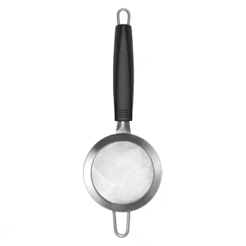 LURCH TANGO virtuvinis sietelis 9,5 cm, juodas/sidabrinis, smulkaus tinklelio nerūdijančio plieno sietas su plastikine rankena 230240