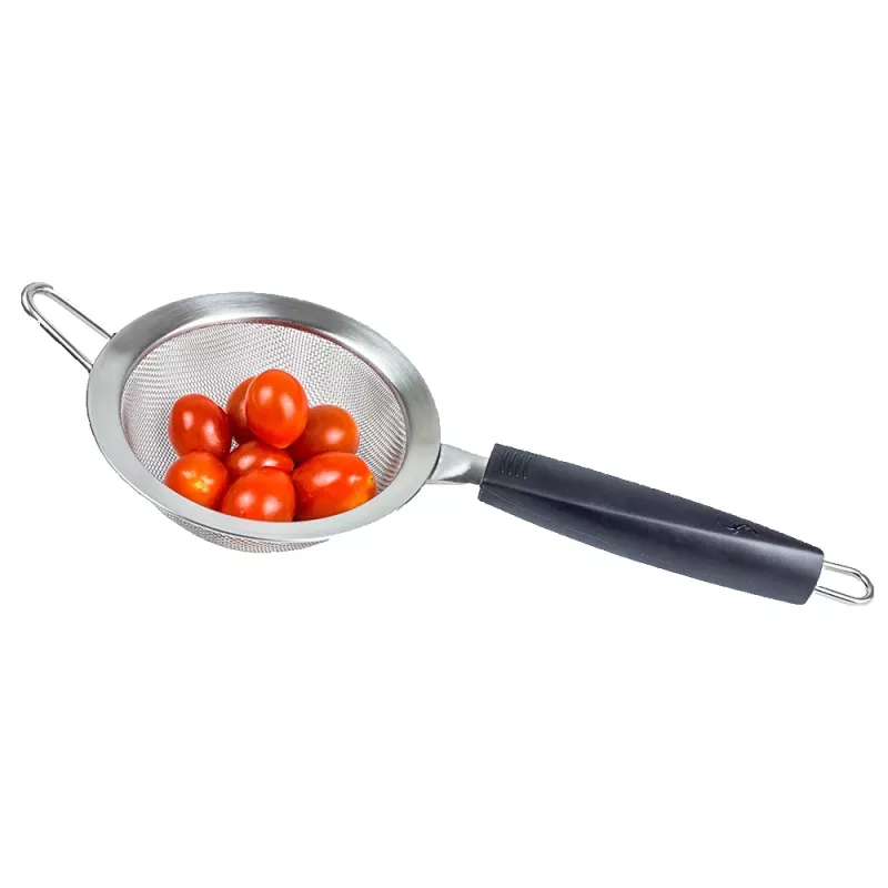 LURCH TANGO virtuvinis sietelis 9,5 cm, juodas/sidabrinis, smulkaus tinklelio nerūdijančio plieno sietas su plastikine rankena 230240