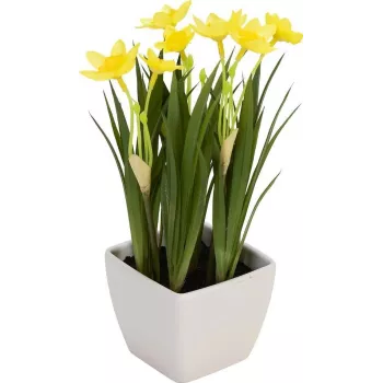 EUROPALMS dirbtinis narcizas, 23cm, geltonai balti žiedai, juodas vazonas 82530542
