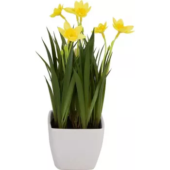 EUROPALMS dirbtinis narcizas, 23cm, geltonai balti žiedai, juodas vazonas 82530542