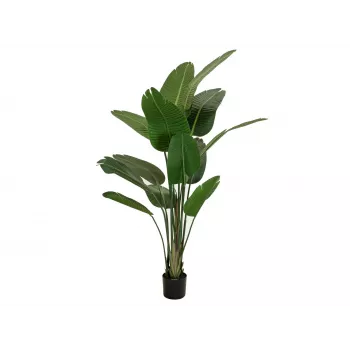EUROPALMS Strelitzia dirbtinis augalas, 170cm, 3 gėlės, 12 lapų, žalias/oranžinis/mėlynas, juodas vazonas 82540523