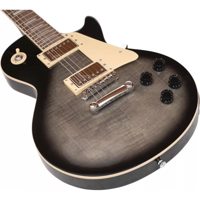 DIMAVERY LP-750 elektrinė gitara, permatomo pilko Blackburst spalvos 26219396