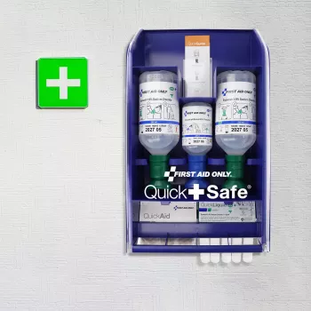 First Aid Only Quick+ Safe DIN EN 15154-4 pirmosios pagalbos dėžutė, mėlyna, tvirtinama prie sienos, ABS plastikas, DIN 13157 komplektacija P-44026 00