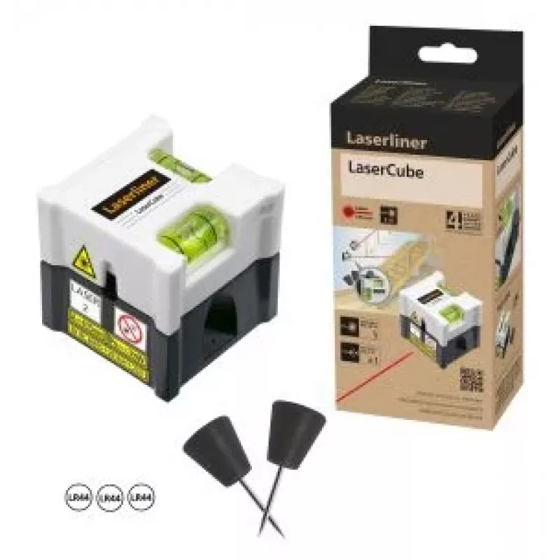 Laserliner LaserCube kryžminių linijų lazerinis nivelyras, raudonas spindulys, savaiminio išsilyginimo, 5 m nuotolis 081.108E