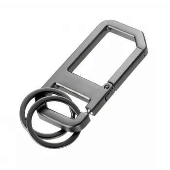 TROIKA ALVAR NERO raktų pakabukas su karabinu, gunmetal/juodas (KR26-05/GM)