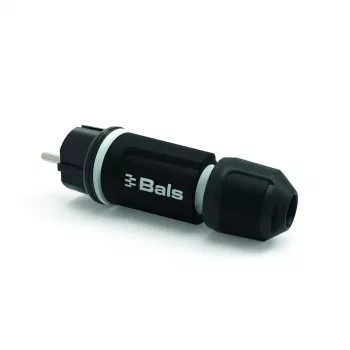 BALS 7371-1 Schuko kištukas 16A 3p 250V IP54 juodas guminis