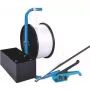 Banholzer&Wenz poliesterio pakavimo juostos rinkinys su nešiojamu dozatoriumi, 16 mm x 850 m, 1000 spaustukų (17050)
