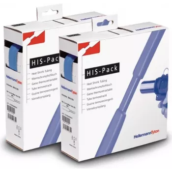 HellermannTyton HIS-PACK-9,5/4,7-BU termokairinamasis vamzdelis, mėlynas, 9,5 mm išplėstas skersmuo, 4,7 mm susitraukęs, 5 m ilgio, 2:1 santykis, dozavimo dėžutė