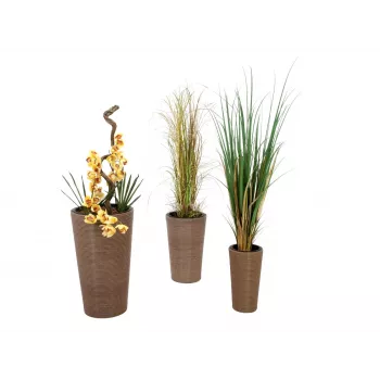 EUROPALMS India dekoratyvinių vazonų rinkinys, 3 dydžių, pilko akmens vaizdas, vidaus/lauko 83011268
