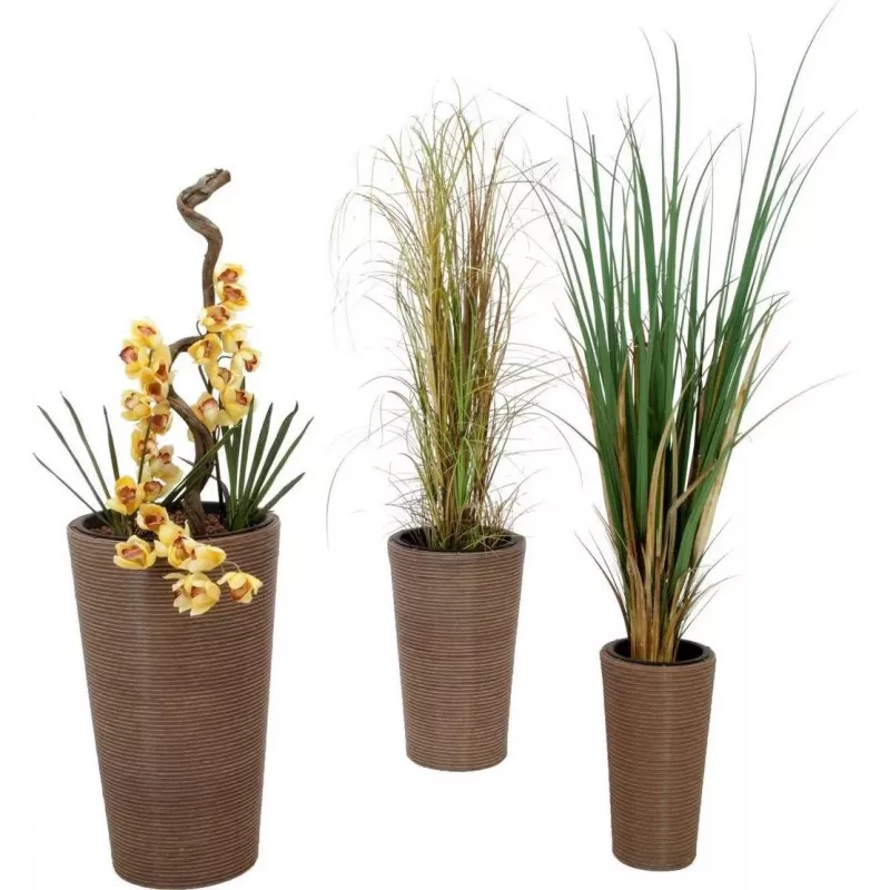 EUROPALMS India dekoratyvinių vazonų rinkinys, 3 dydžių, pilko akmens vaizdas, vidaus/lauko 83011268