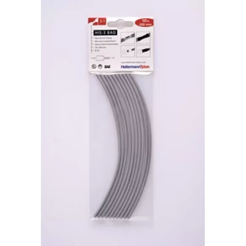 HellermannTyton HIS-3 Termoizoliacinių vamzdelių rinkinys 3:1, 3 mm/1 mm, pilkas, 10 vienetų 308-30313