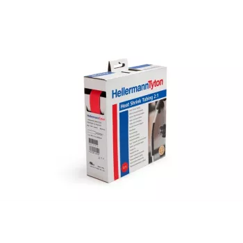 HellermannTyton šilumai susitraukiančių vamzdelių rinkinys HIS-PACK-9.5/4.7-RD, raudonas, 9,5 mm išplėstas skersmuo, 4,7 mm susitraukęs skersmuo, 5 m ilgis, polioletinas, 2:1 susitraukimo santykis, dozavimo dėžutė 300-30952