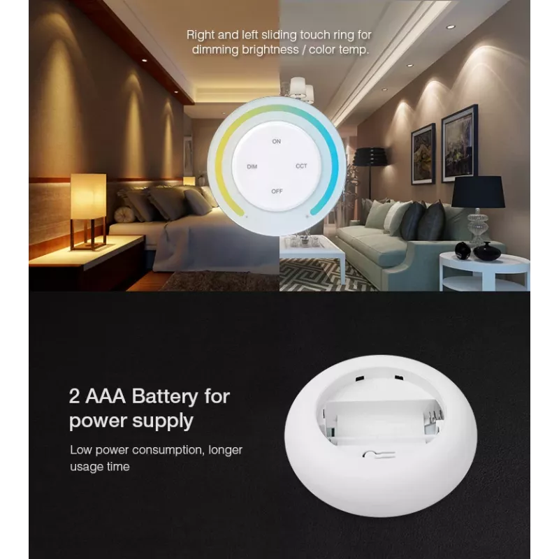 SYNERGY21 S1-G Sunrise LED nuotolinio valdymo pultas dvigubai baltai CCT MiLight/MiBoxer sistemoms