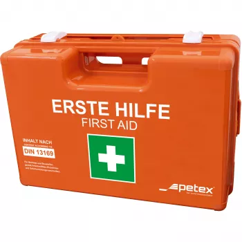 PETEX 43924035 DIN 13169 pirmosios pagalbos vaistinėlė, oranžinė, 350 x 140 x 240 mm