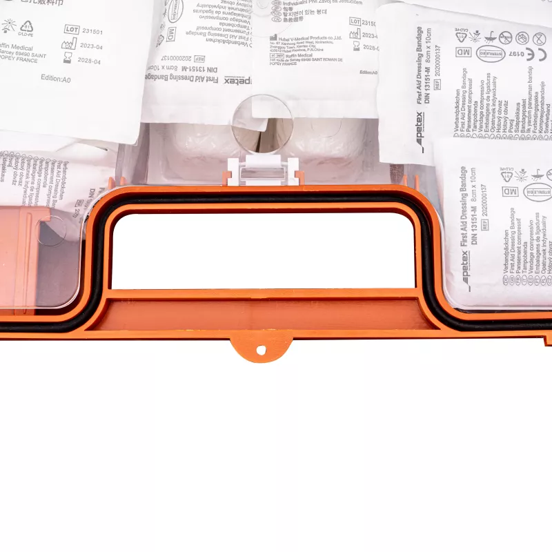 PETEX 43924035 DIN 13169 pirmosios pagalbos vaistinėlė, oranžinė, 350 x 140 x 240 mm