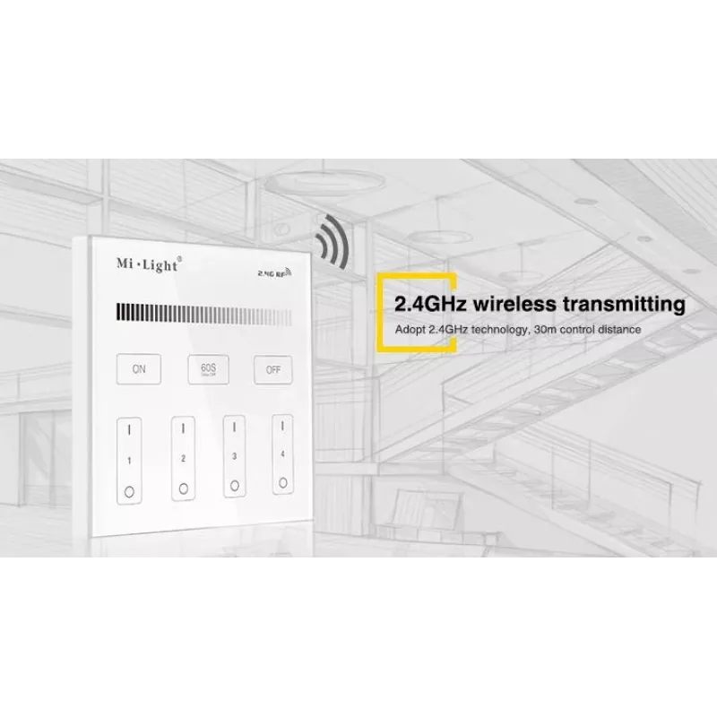 SYNERGY21 T1 MiLight Smart Panel vienos spalvos 4 zonų jutiklinis nuotolinis valdymas