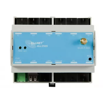 ALLNET ALL3505v2 IP pastatų automatizavimo valdiklis su 8 jutiklių prievadais, DIN bėgelio tvirtinimas