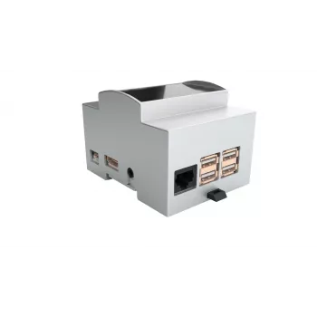 ALLNET DIN bėgio tvirtinimo korpusas, skirtas Raspberry Pi 4 Model B, su permatomu langeliu, pilkas 25.0410000.RP4