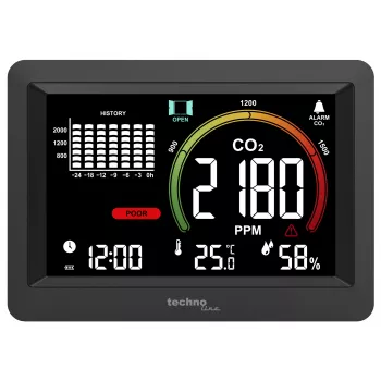 Technoline WL1028 CO2 monitorius su aliarmu, juodas