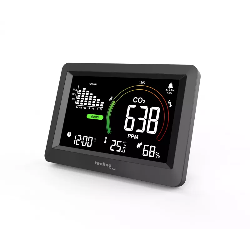 Technoline WL1028 CO2 monitorius su aliarmu, juodas