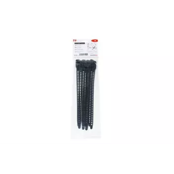 HellermannTyton SOFTFIX® atsegamas plastikinis raištis 260 mm x 11 mm, juodas, 8 vnt. 115-11270