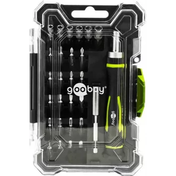GOOBAY TOOLS 77840 tikslusis atsuktuvų rinkinys su 35 antgaliais, S2 plieno, aliuminio rankena, elektronikai