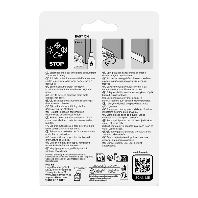 tesamoll UNIVERSAL durų tarpinės juosta balta 38 mm x 1 m (05422-00100-01)