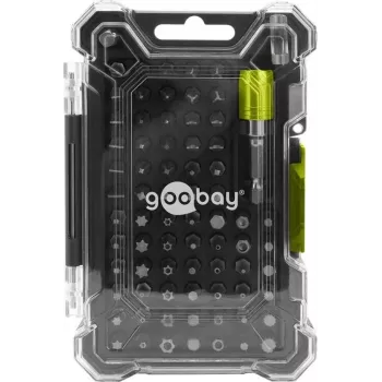 Goobay Tools 72 dalių antgalių rinkinys su magnetiniu greito keitimo antgalių laikikliu, S2 plieno antgaliai, 1/4 inch šešiakampė pavara, plokštieji, Phillips, Pozidriv, Torx, apsauginiai Torx, šešiakampiai, apsauginiai šešiakampiai, kvadratiniai, spanner, Tr