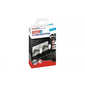 Tesa Powerbutton Classic dvigubas kabliukas 12kg chromuotas 59333-00000-01