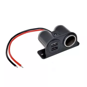 IWH 12/24V transporto priemonės maitinimo lizdas su 2 USB prievadais, bendra 4.2A išėjimo galia (019010)