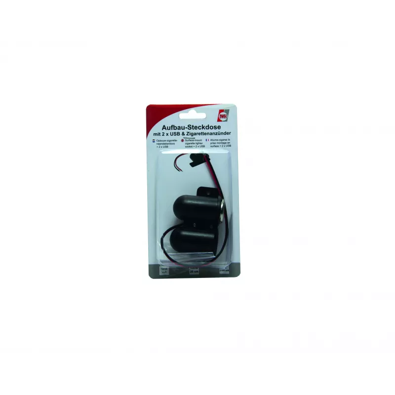 IWH 12/24V transporto priemonės maitinimo lizdas su 2 USB prievadais, bendra 4.2A išėjimo galia (019010)