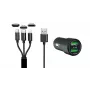 IWH dvigubas USB automobilinis įkroviklis 3-in-1 12/24V 3,4A juodas (19061)