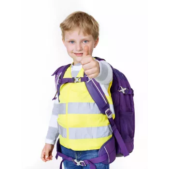 IWH 453502 vaikiška ryškiaspalvė saugos liemenė EN 1150, fluorescencinė geltona, su kibukais, unisex