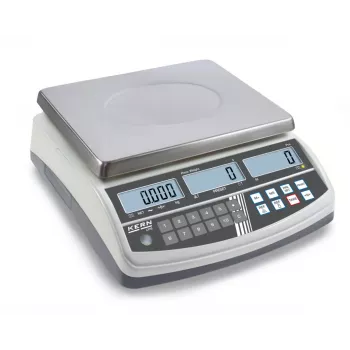 Kern CPB 15K0.2N skaičiuojančiosios svarstyklės, 15 kg talpa, 0,2 g skaitmenų tikslumas, nerūdijančio plieno platforma, maitinamos baterijomis