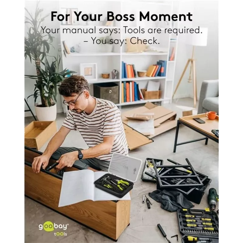 GOOBAY TOOLS 77845 26 dalių pradedančiojo įrankių rinkinys su dėžute