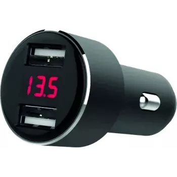 IWH dvigubas USB automobilinis įkroviklis su įtampos ekranu 4.8A (019062)