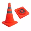 IWH 019209 kūgio formos įspėjamasis ženklas 30 cm, lankstus PVC su atspindinčiomis juostomis, oranžinis, universalus naudojimas transporto priemonėse