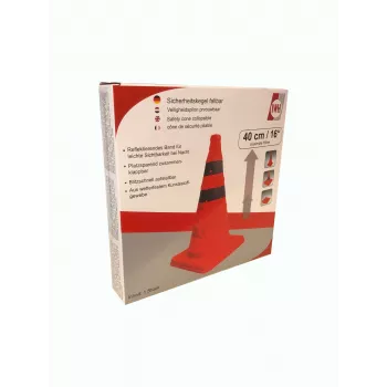IWH 019209 kūgio formos įspėjamasis ženklas 30 cm, lankstus PVC su atspindinčiomis juostomis, oranžinis, universalus naudojimas transporto priemonėse