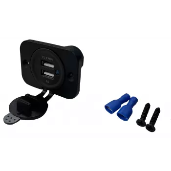 IWH USB dvigubas įleidžiamas lizdas 12/24V 2.1A 2x USB-A juodas 019006