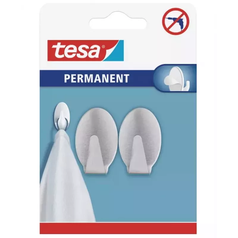 tesa Permanentusis kabliukas Ovalus metalinis chromuotas 6 kg savaiminio klijavimo 66611-00000-00