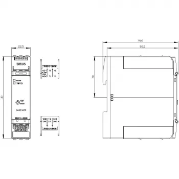 Siemens SIRIUS 3RN2 termistorių variklio apsaugos relė 3RN2012-2BW30, 24 V AC/DC, 1 jutiklio grandinė, 1NO+1NC, varžtiniai gnybtai, DIN bėgelis