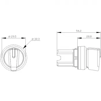 Siemens SIRIUS ACT 3SU1002-2BN10-0AA0 perjungiklio pavara, 22mm, 3 padėčių, fiksuojamoji, trumpa svirtis, juoda, apšviečiama