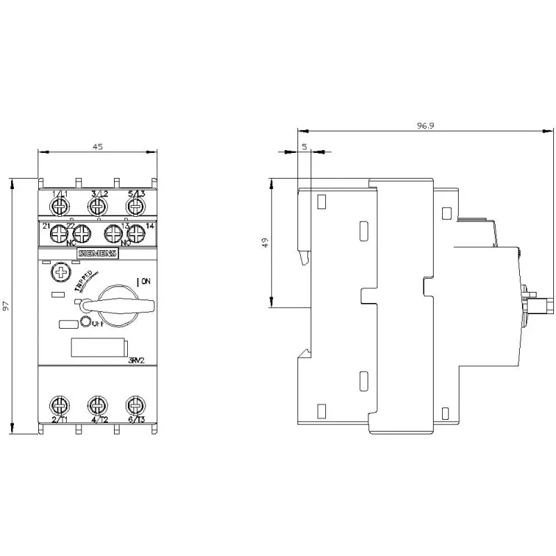 Siemens 3RV2021-1EA15 grandinės pertraukiklis