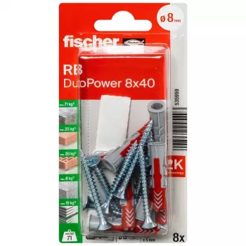 Fischer 535959 DuoPower 8 x 40 RB K NV tvirtinimo rinkinys, 40 mm, 8 mm, 1 rinkinys