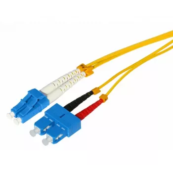 Tecline HD Fiber Optic Patch Cable, 9/125 µm Singlemode OS2, LC Duplex to SC Duplex, Yellow, 1.0 m (799LS01)